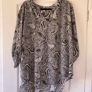 Cato Black and White Paisley Blouse 22/24W EUC